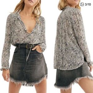 🆕 Free People Lela Multicolor Floral Smocked Blouse, Size M